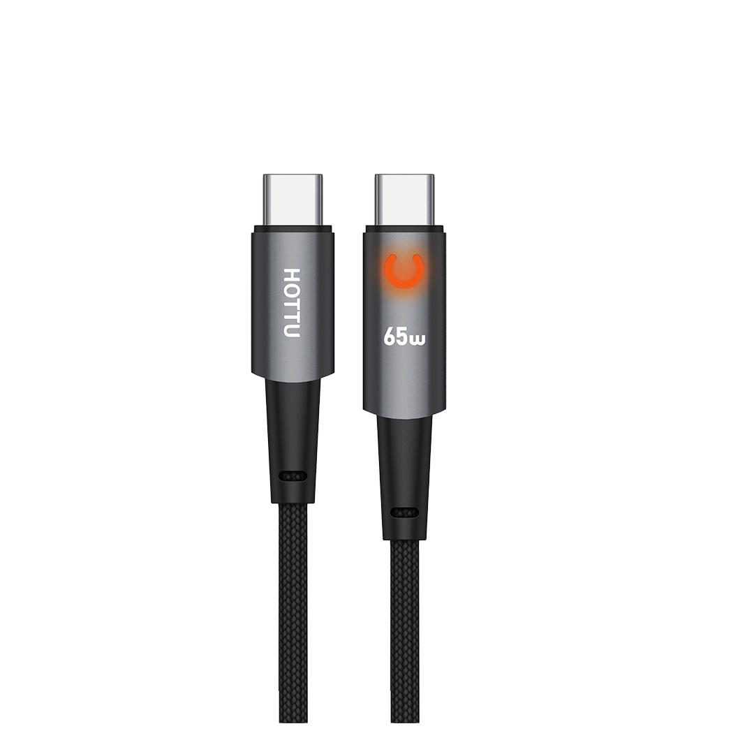 HOTTU CTC01 65W USB-C to USB-C Data Cable – Fast Charging, 1.2M Braided Cable & Smart Power-Off