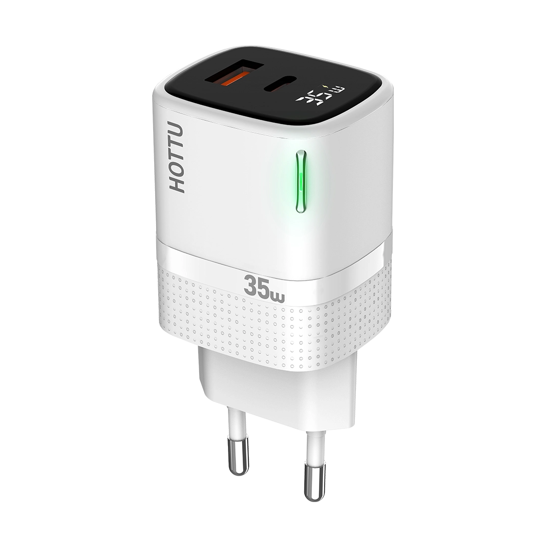 HOTTU FC11 35W Full Protocol Super Fast Charger – USB-C PD & USB-A QC 3.0 Dual Port Wall Charger