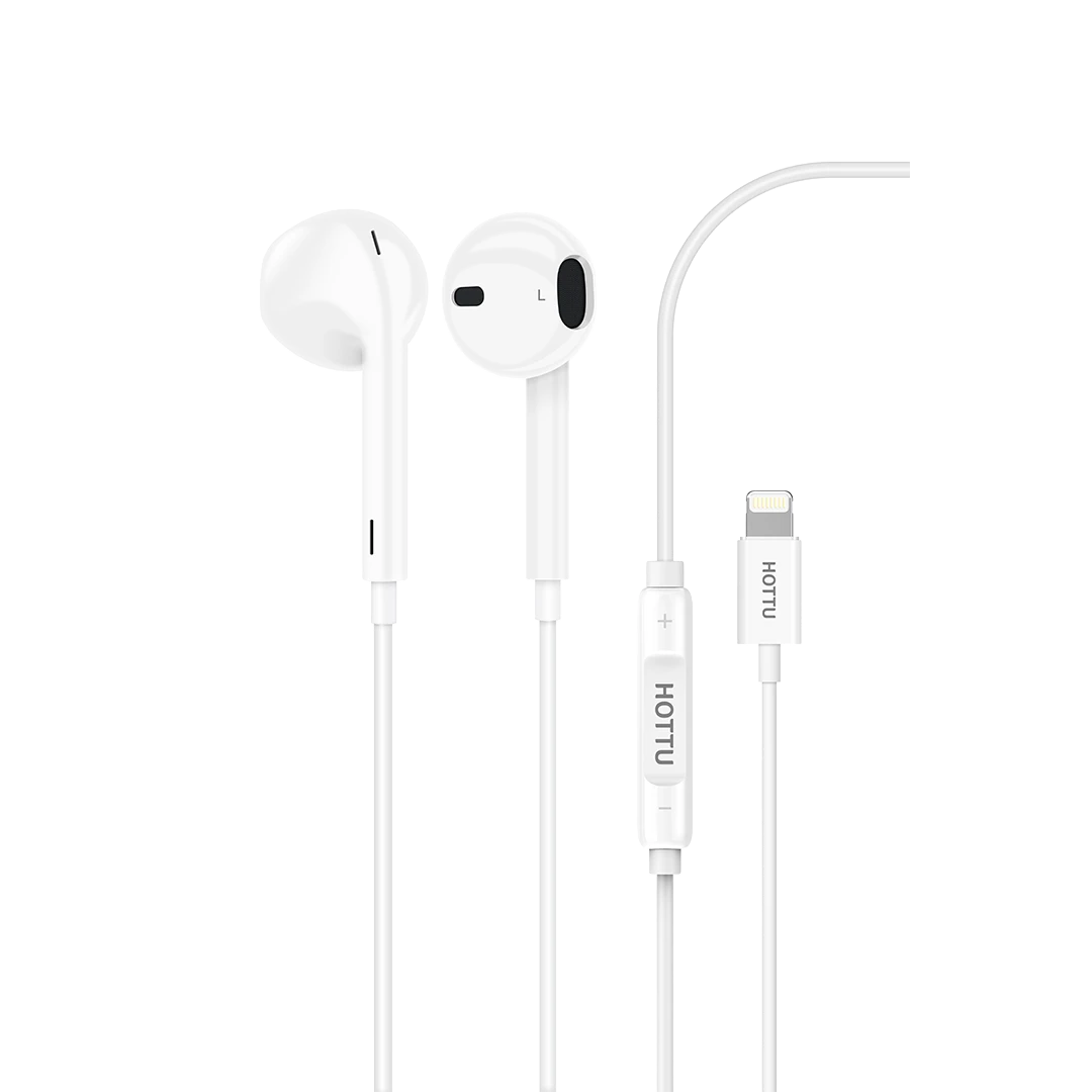 HOTTU HF13 Stereo Wired Earphones – Lightning Plug, Hi-Fi Sound & Built-in Mic