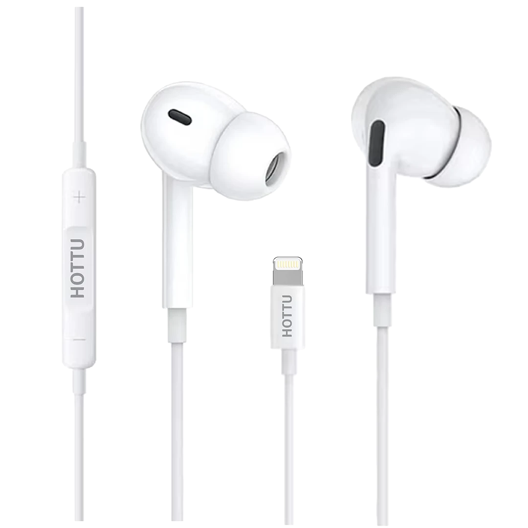 HOTTU HF16 Stereo Wired Earphones – Lightning Plug, Hi-Fi Sound & Built-in Mic