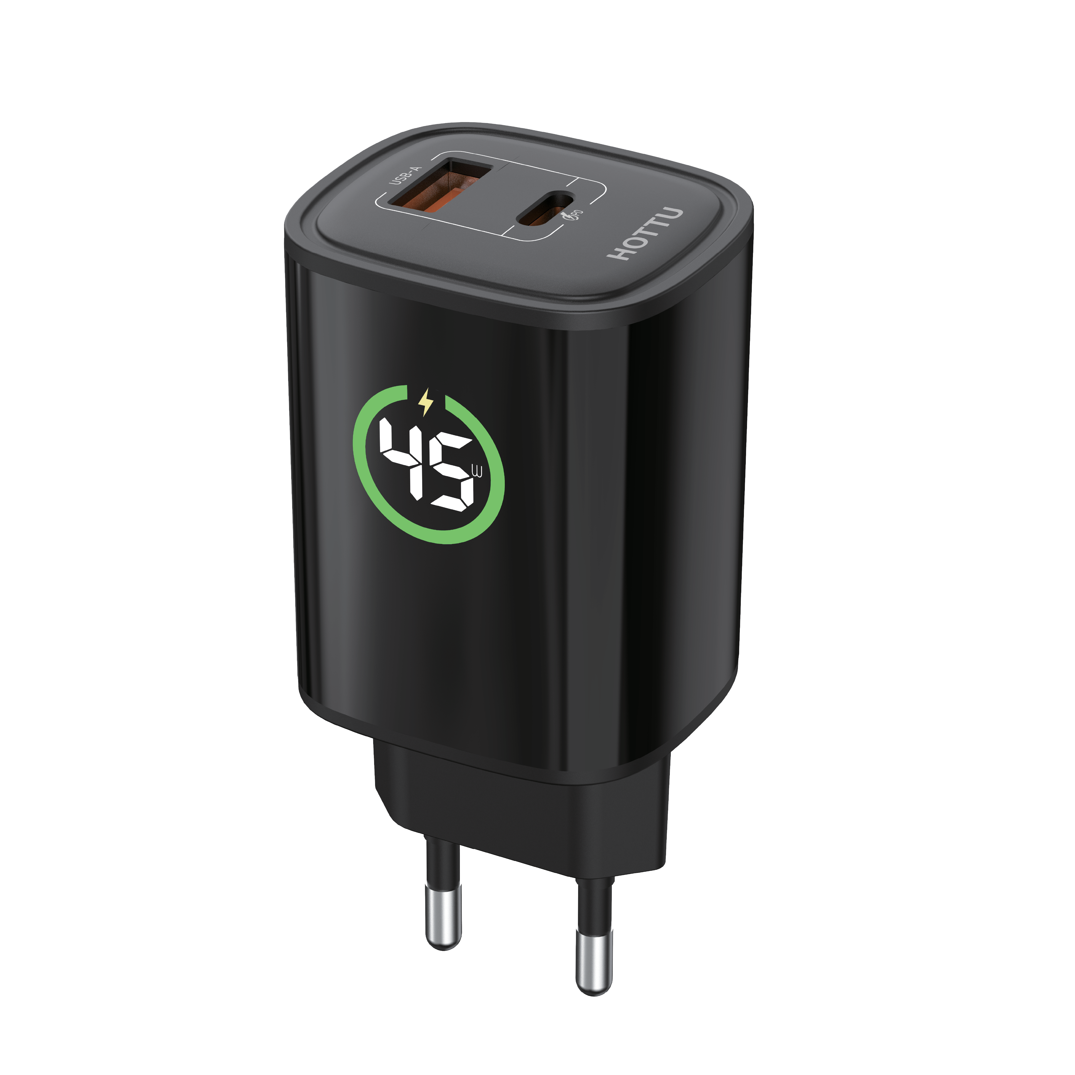 HOTTU FC07 Mobile Wall Charger – 45W Fast Charging, PD + QC3.0 & Smart Digital Display