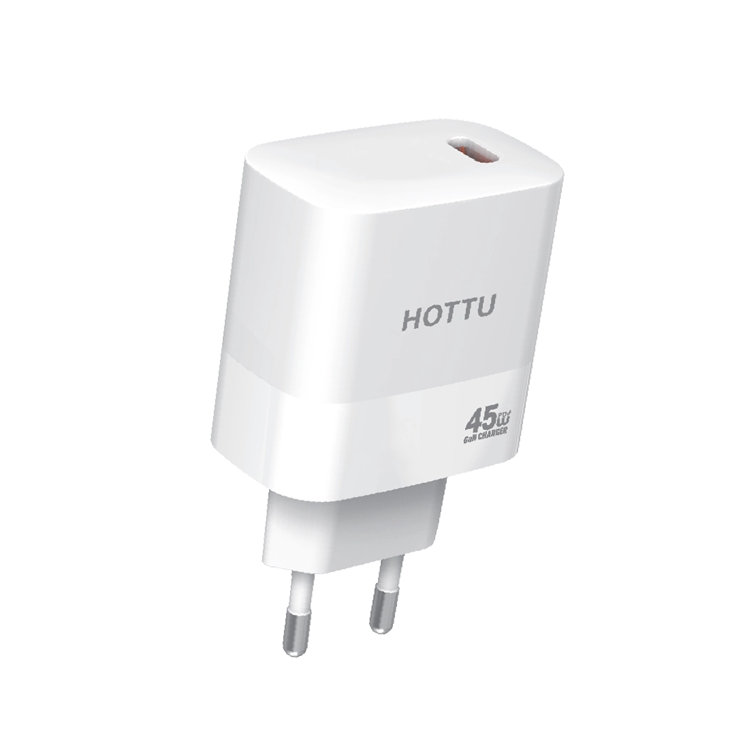 HOTTU FC09 45W GaN Super Fast Charger – USB-C PD & USB-A QC 3.0 Dual Port Wall Charger