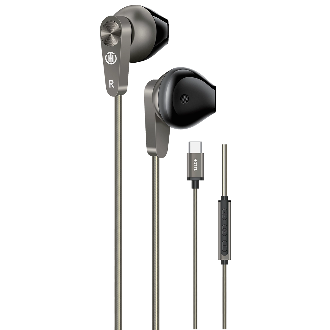 HOTTU HF18 Stereo Wired Earphones – Extra Bass, Hi-Fi Sound & Type-C Plug