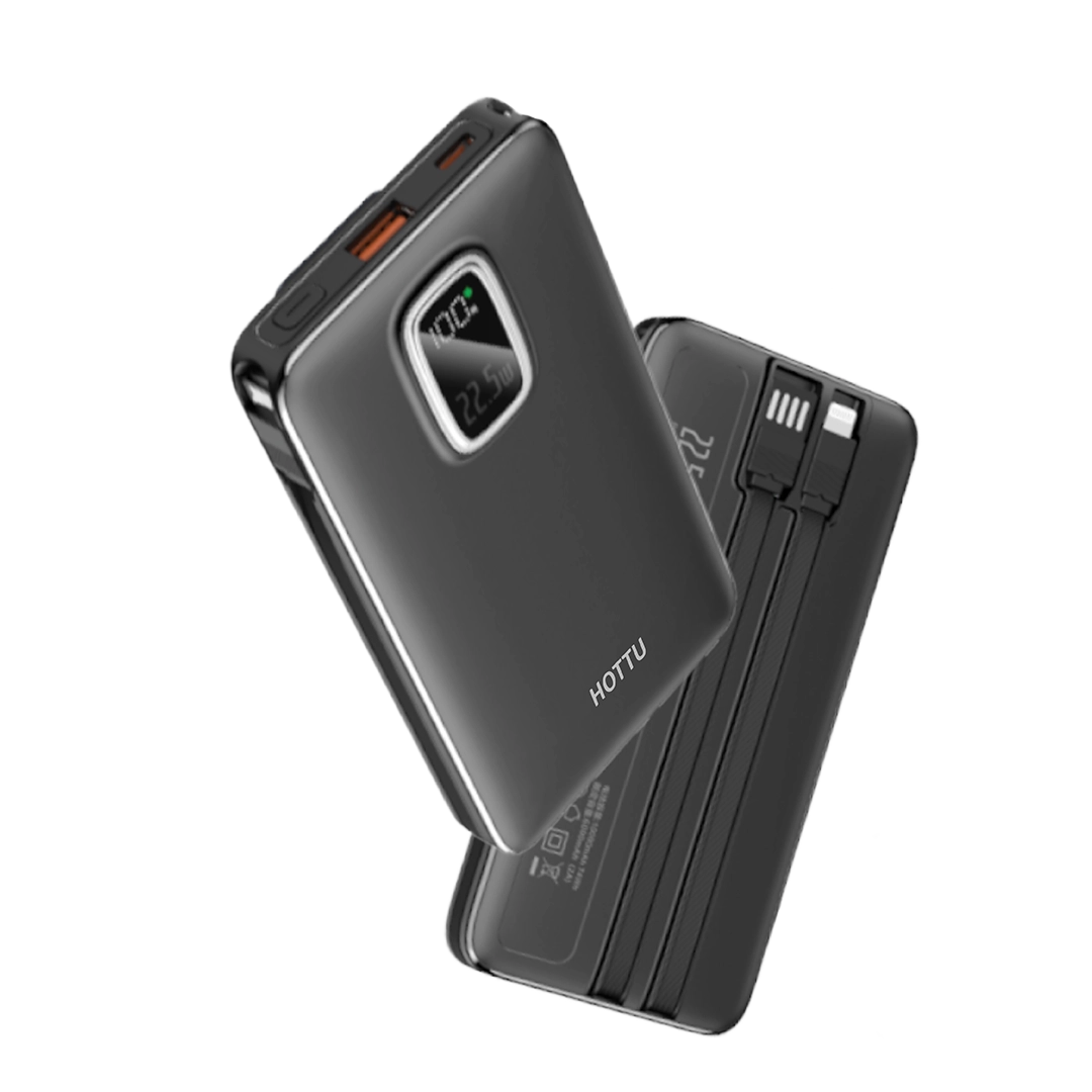 HOTTU HT29 Power Bank – 10000mAh, 22.5W Fast Charging & Built-in Cables (Fusion Series)
