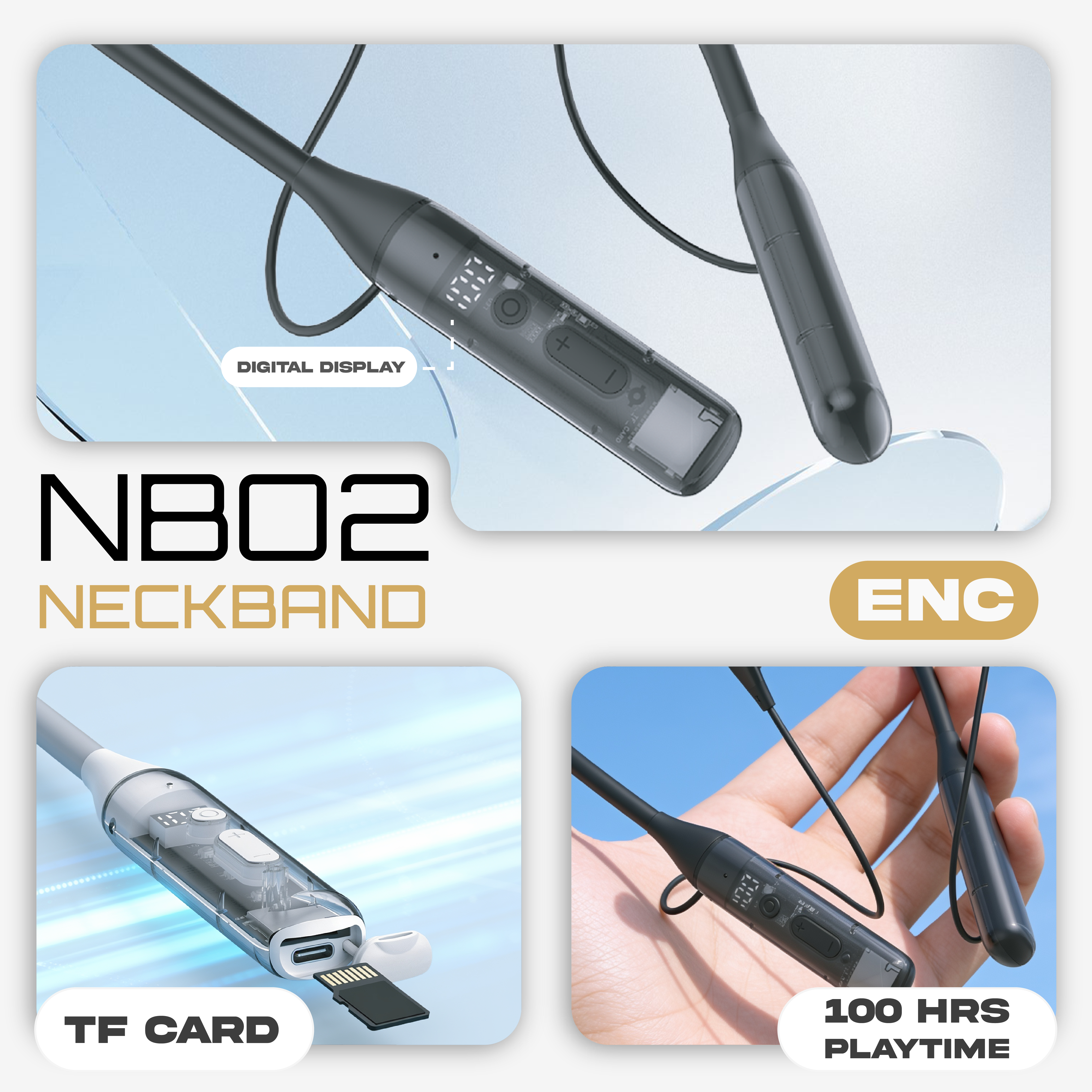 HOTTU NB02 Neckband Earphones – ENC, 100 Hours Playtime & Bluetooth 6.0