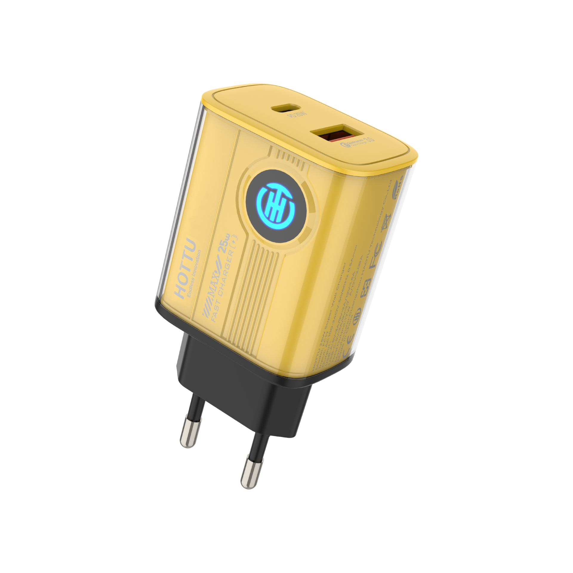 HOTTU FC17 25W Fast Mobile Wall Charger - Dual USB Ports, PD & QC3.0, Universal Compatibility