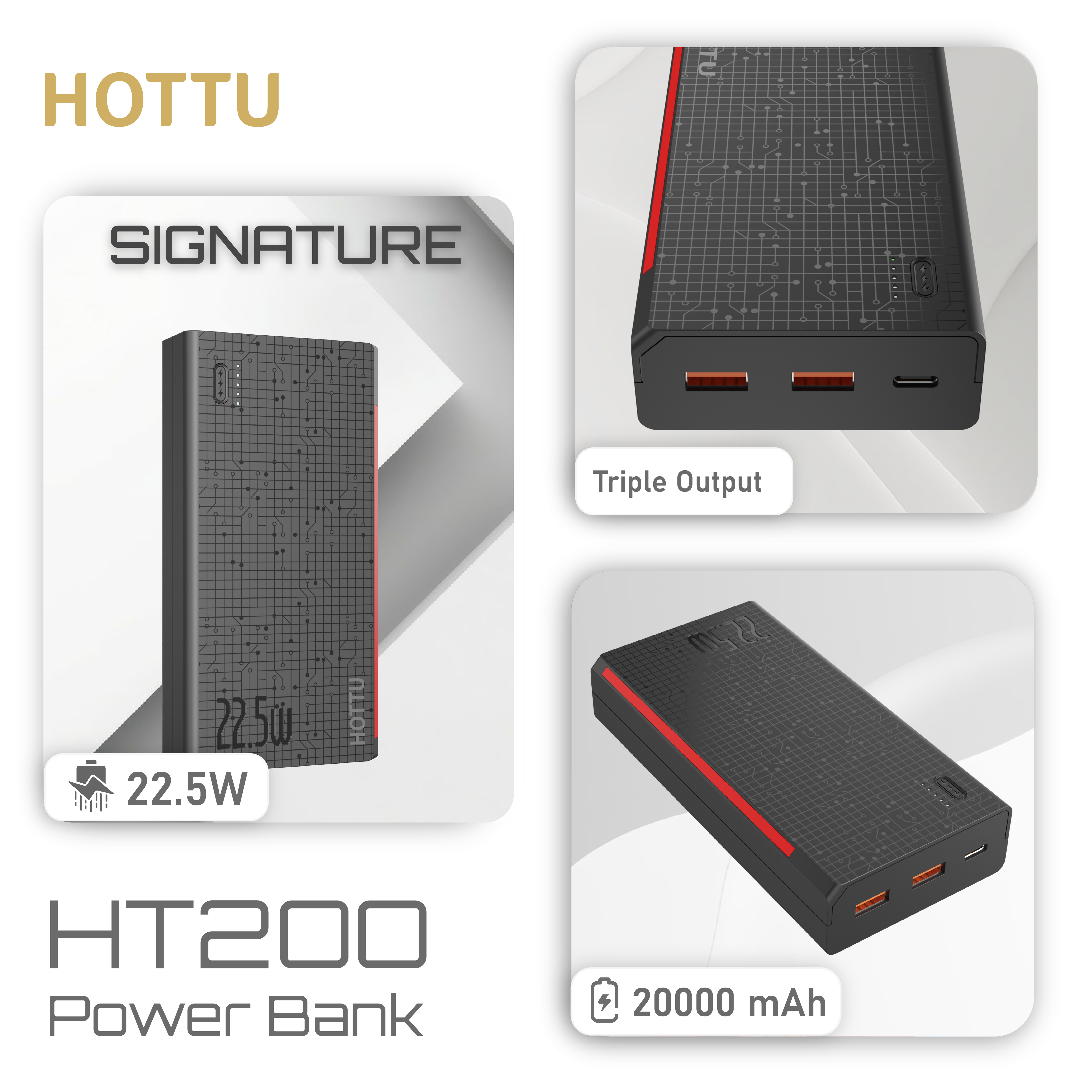 HOTTU HT200 Powerbank 22.5W PD + QC 3.0 (20,000 mAh)